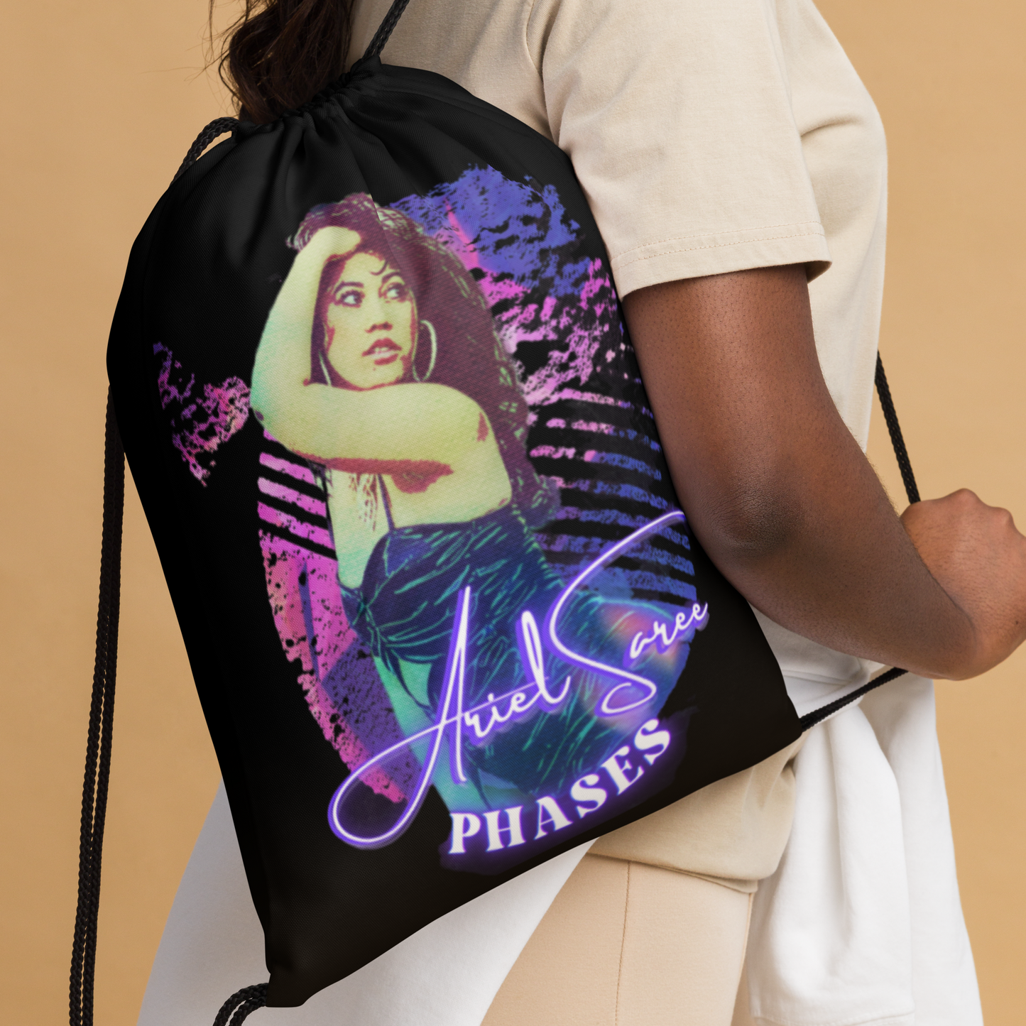 Purple Phases Drawstring Bag