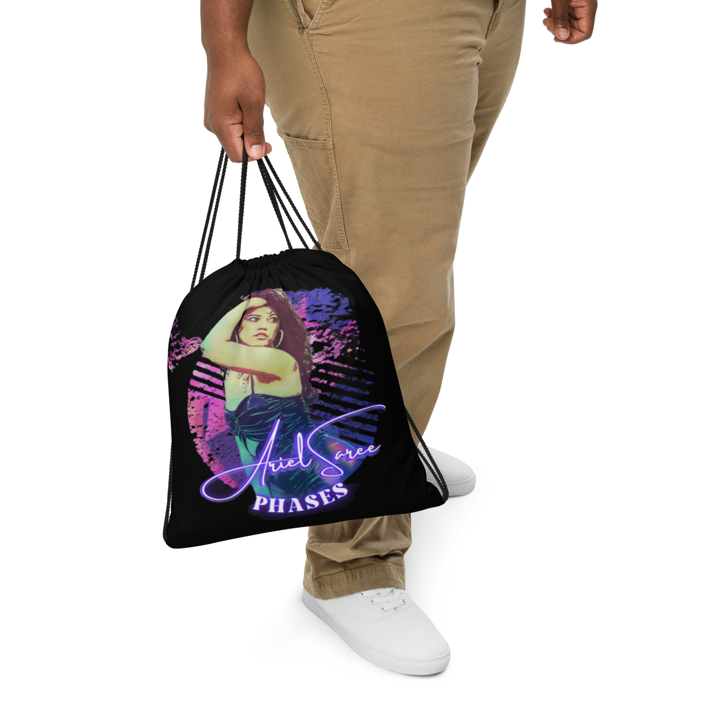 Purple Phases Drawstring Bag