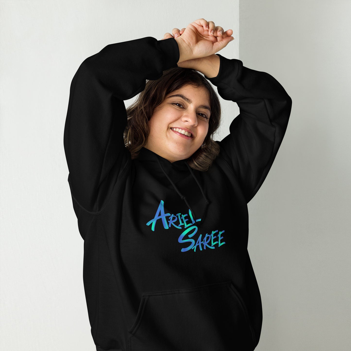 Unisex Hoodie - Aqua Ariel Saree Name Graphic