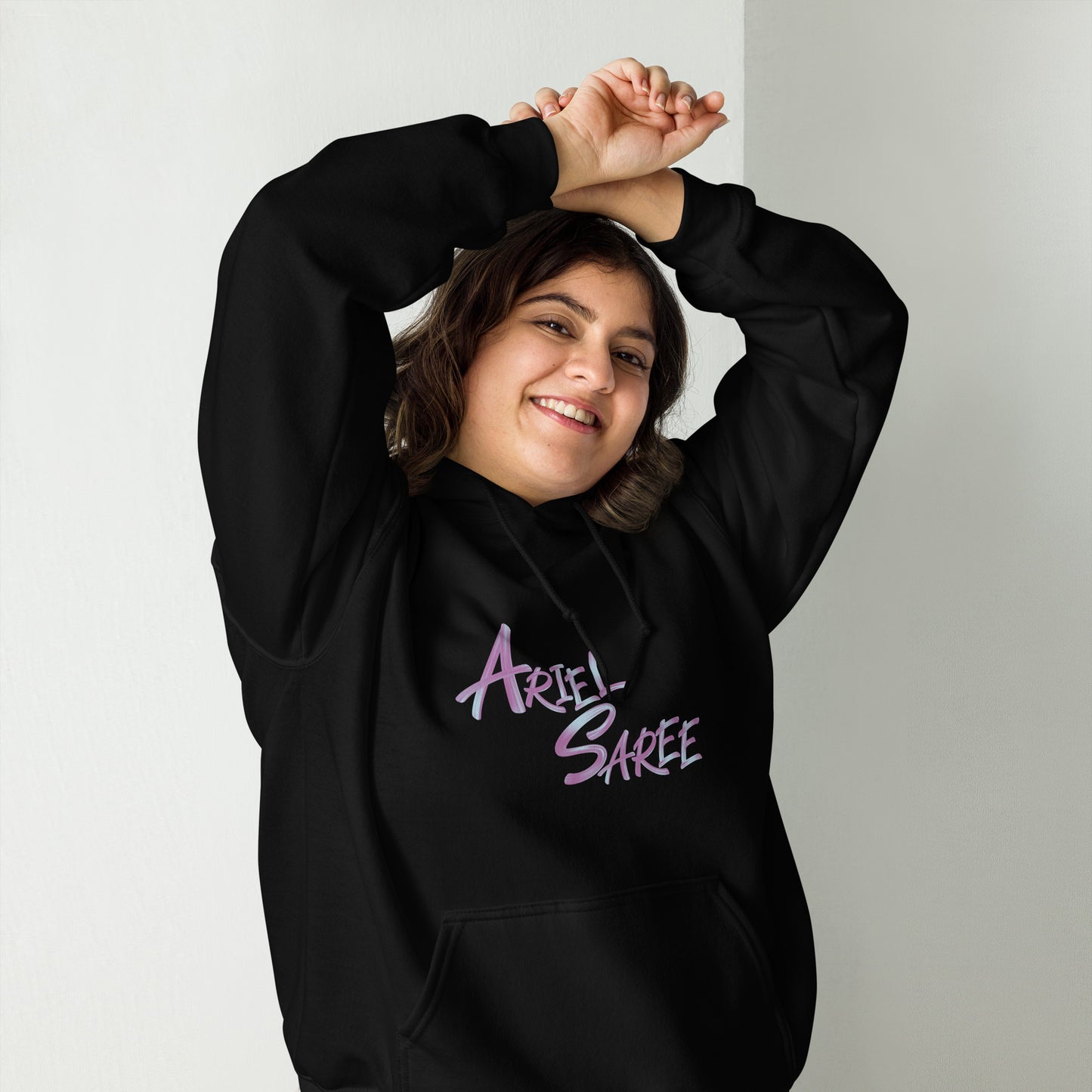 Unisex Hoodie - Pink Ariel Saree Name Graphic