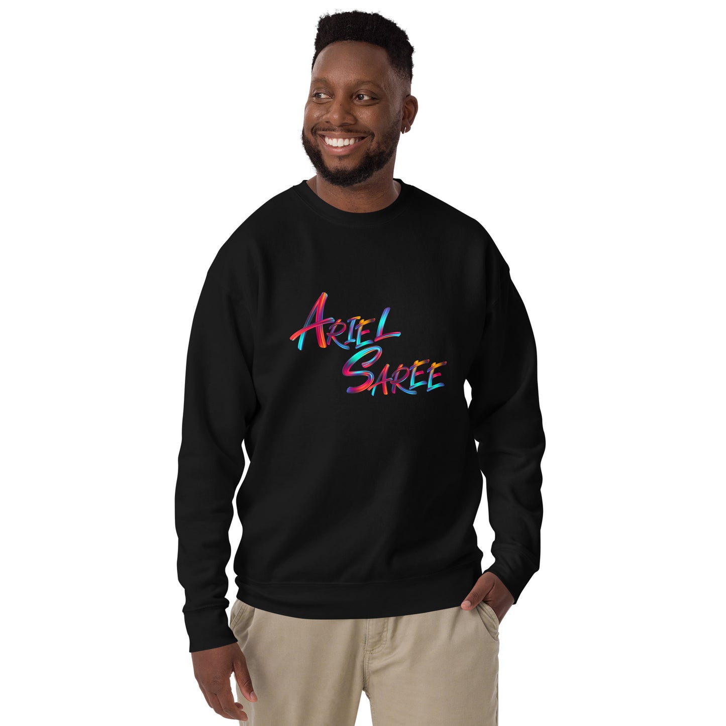 Unisex Premium Sweatshirt - Multi Color Ariel Saree Name Graphic