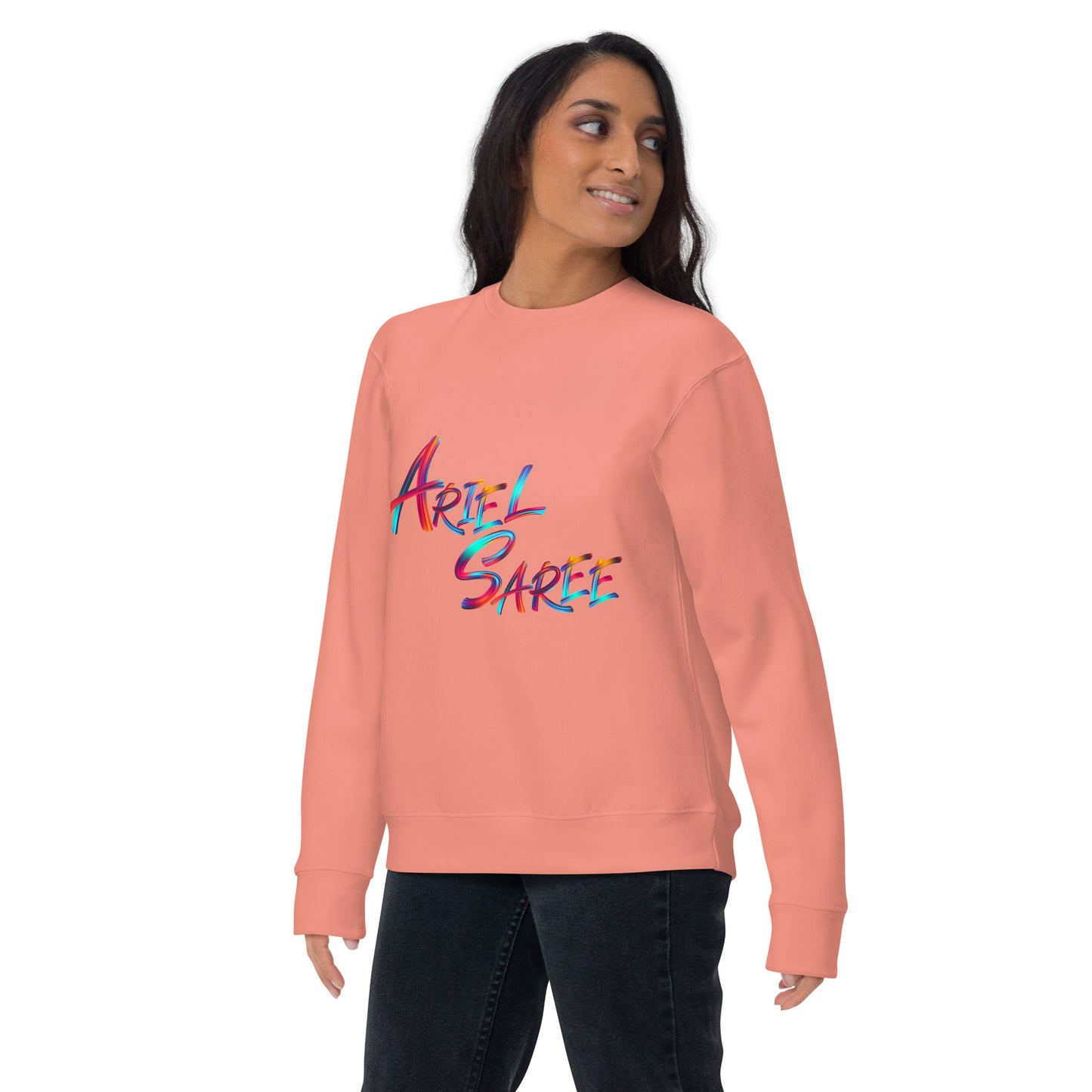 Unisex Premium Sweatshirt - Multi Color Ariel Saree Name Graphic