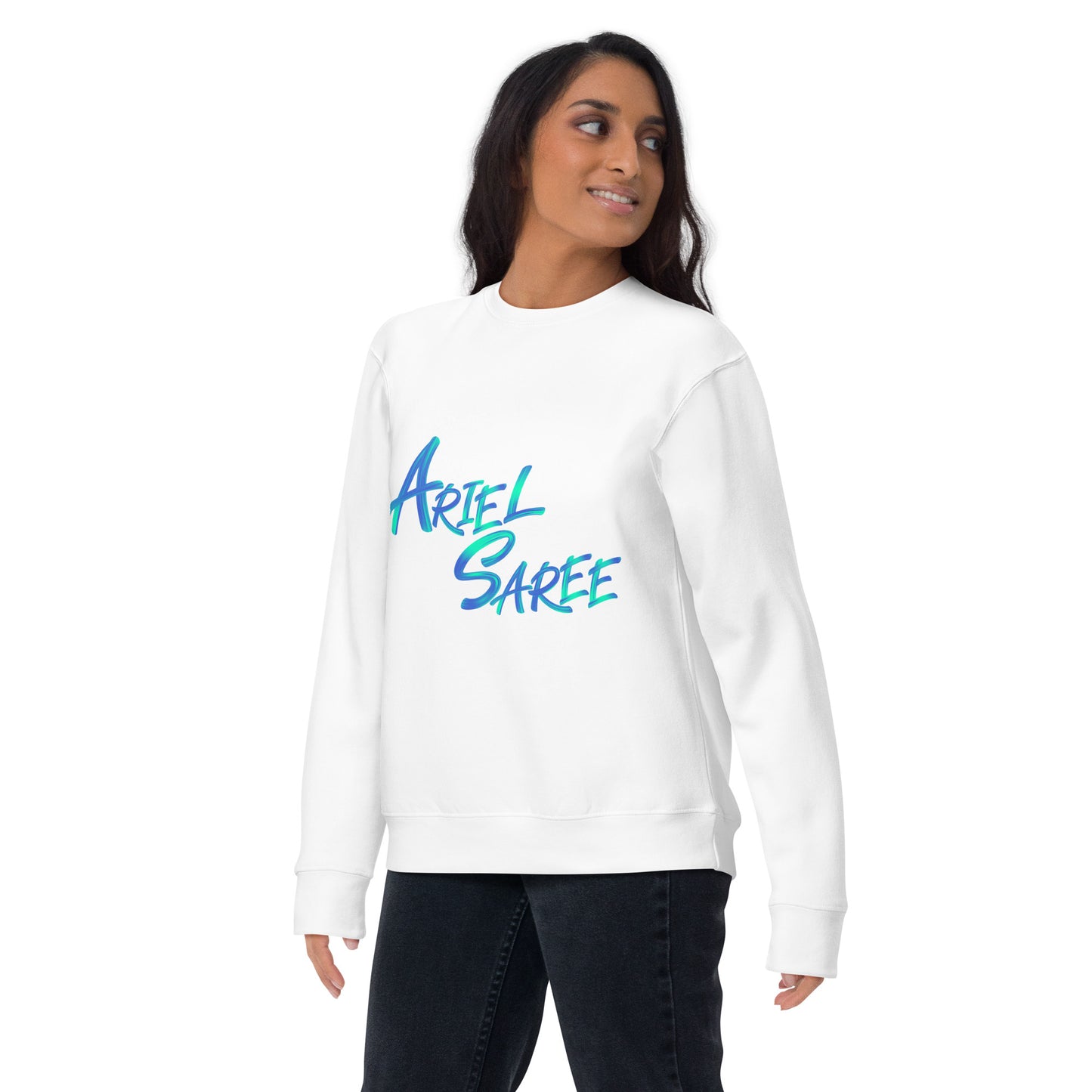 Unisex Premium Sweatshirt - Aqua Ariel Saree Name Graphic