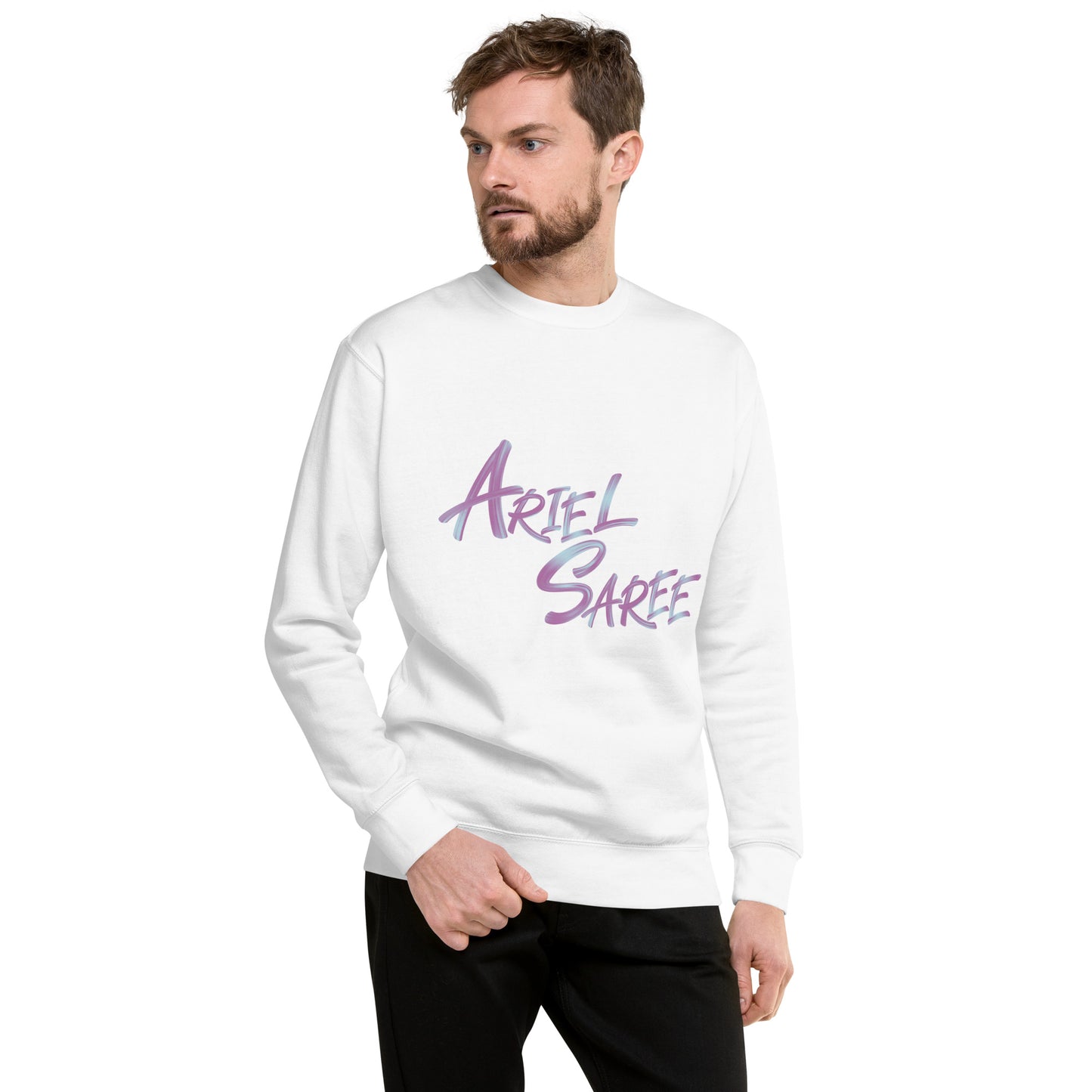 Unisex Premium Sweatshirt - Pink Ariel Saree Name Graphic