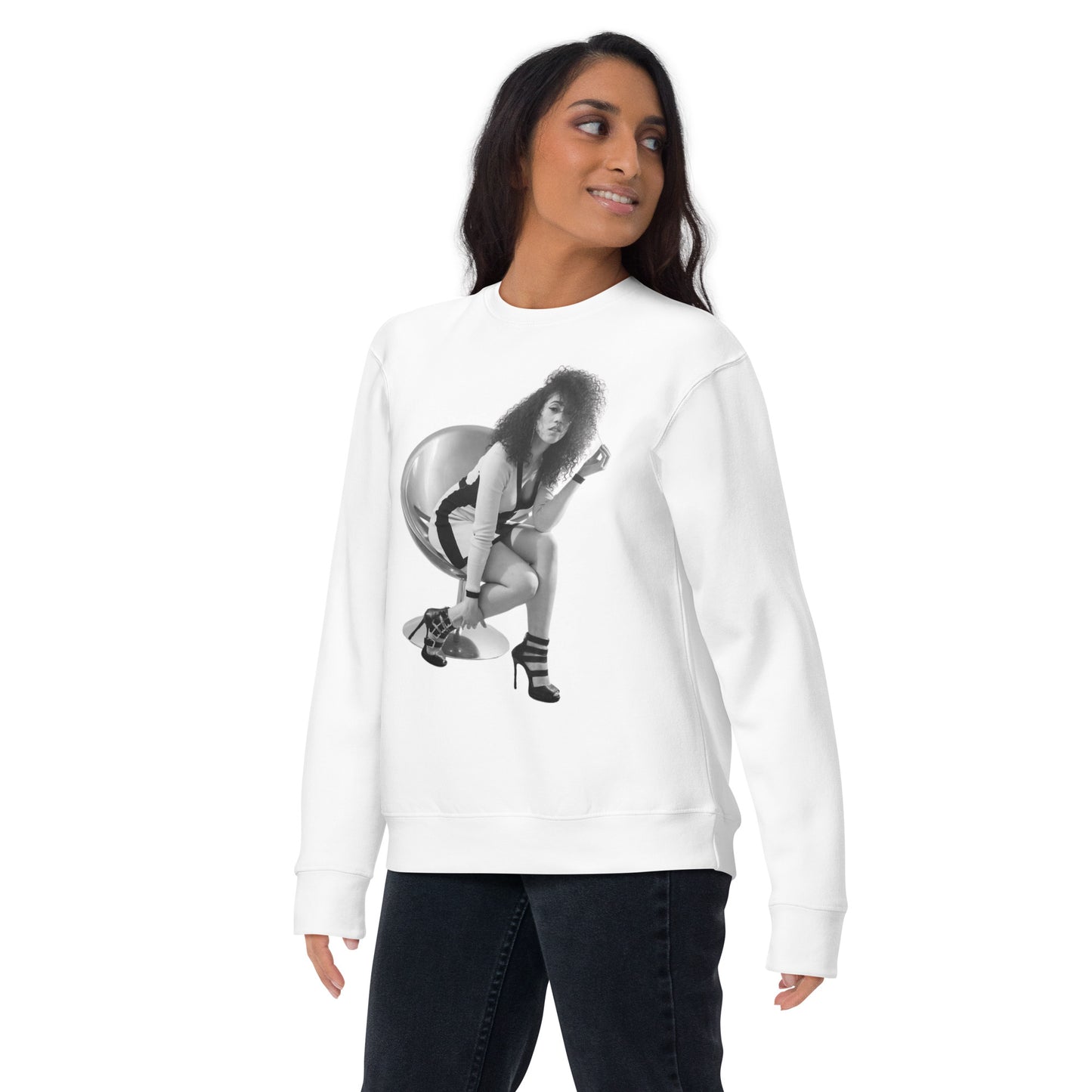 Unisex Premium Sweatshirt - French Inhale BW Graphic